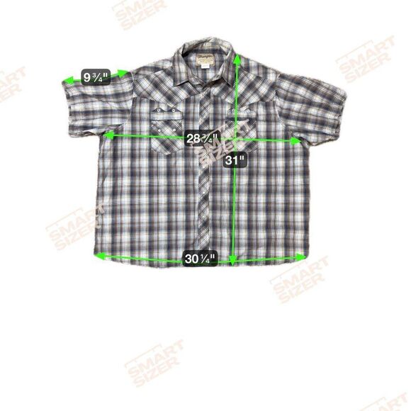 Wrangler Western Mens Plaid Short Sleeve Pearl Snap Shirt 3XL Cotton Blue White - Picture 6 of 6